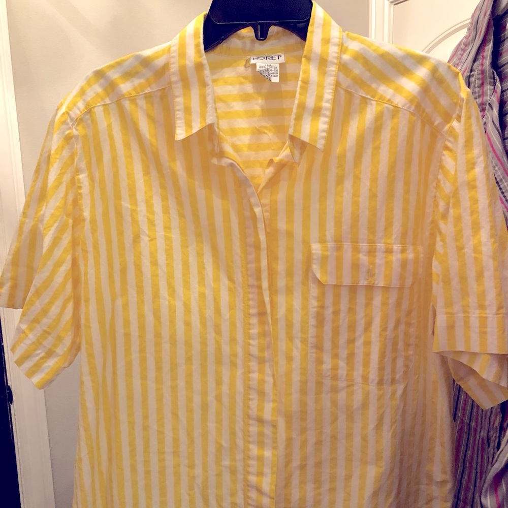 Yellow/White striped 100% cotton blouse